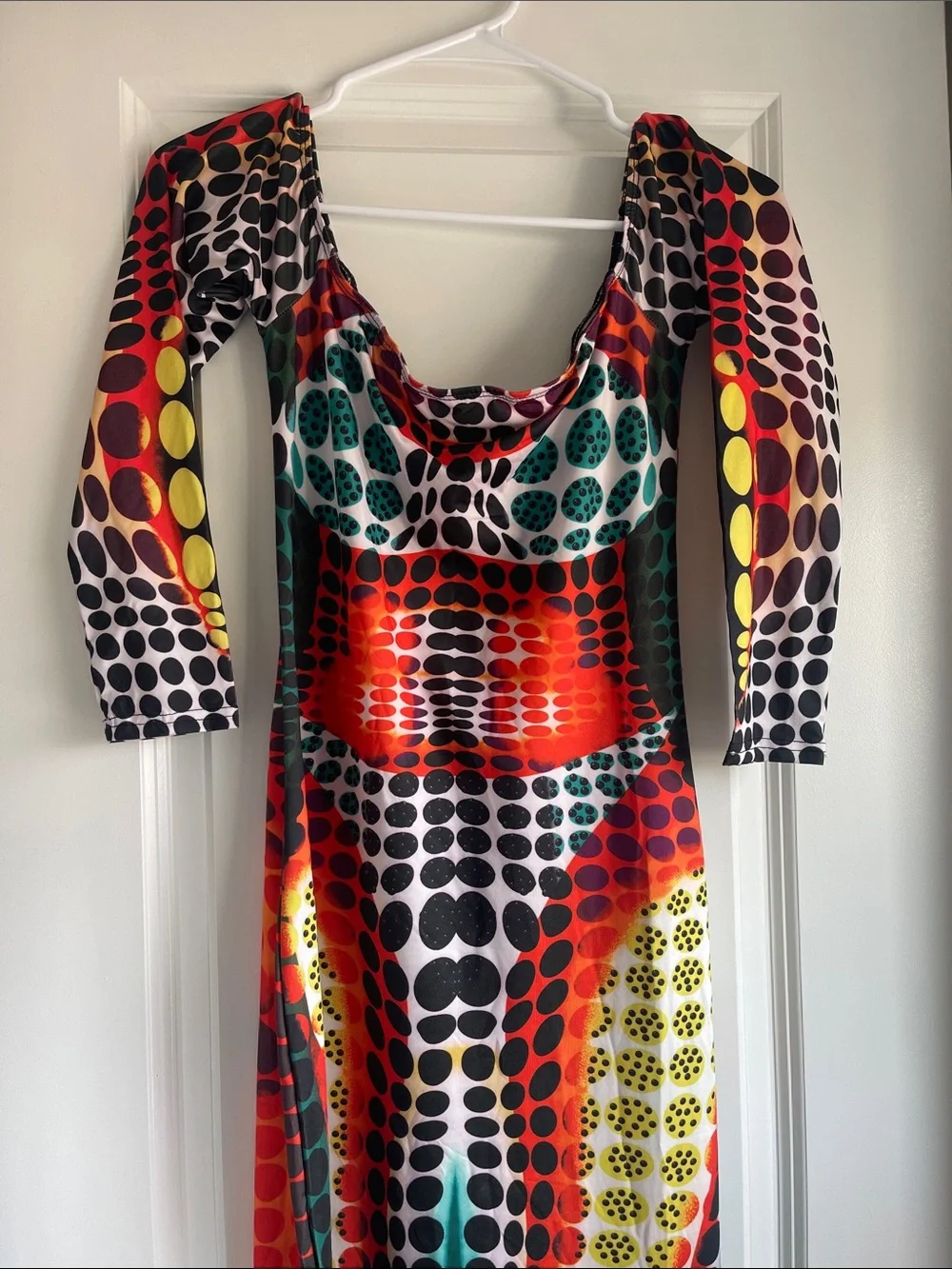 Vibrant Multi-Color Dot-Print Scoop Neck Dress